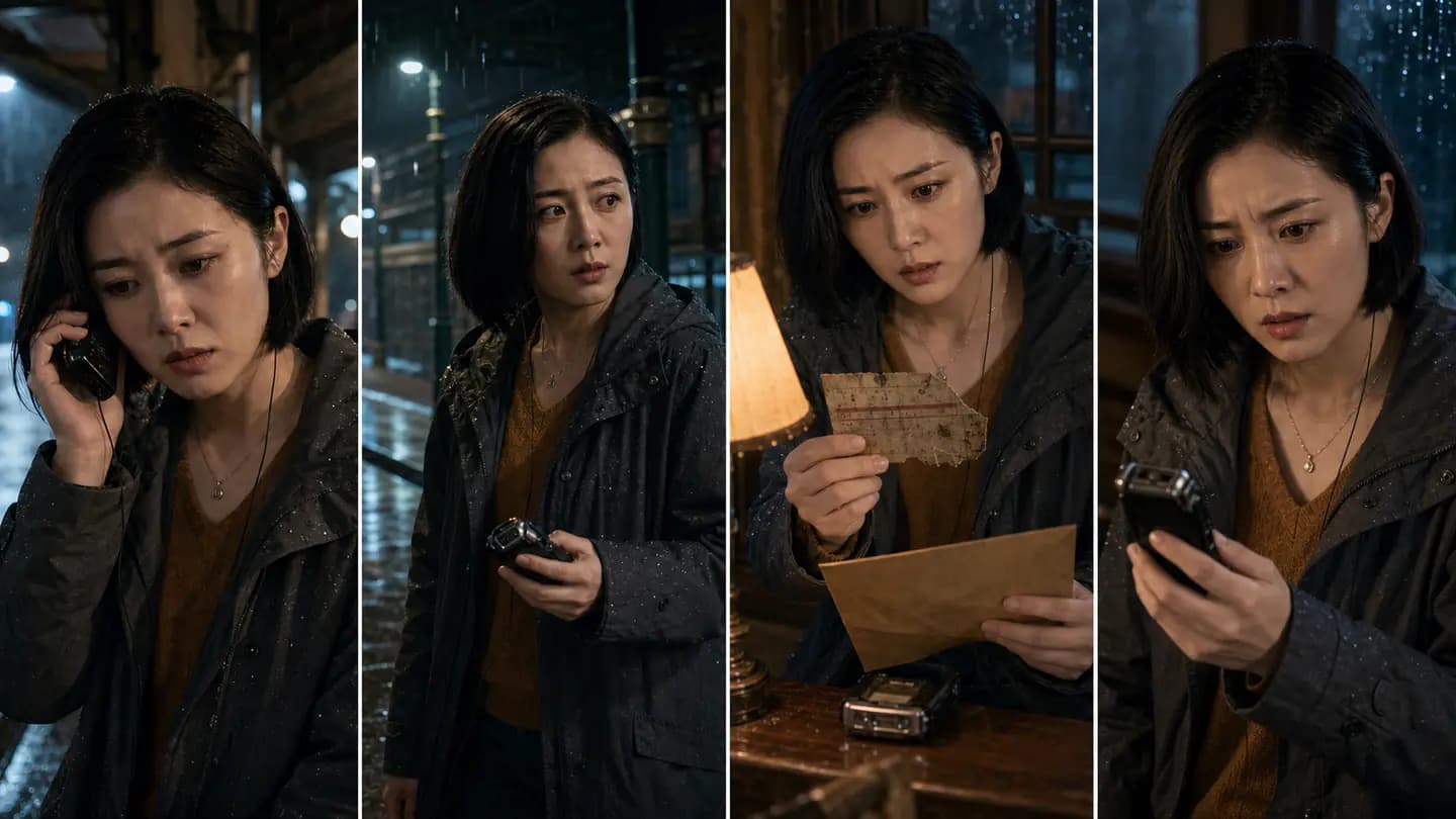 同一都市悬疑短剧从匿名录音到结尾反转的四个完成画面